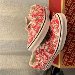 Red vans logo sneakers